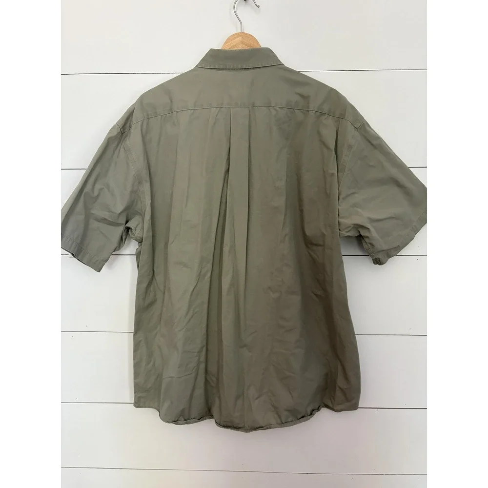 L.L.Bean Shirt Mens XL Sage Green Short Sleeve Button Down‎ Wrinkle Resistant